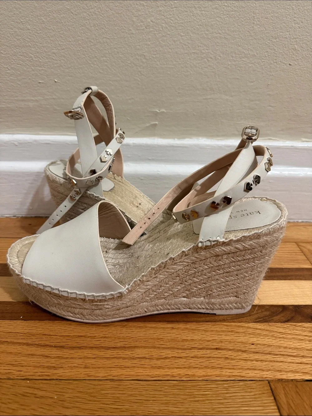 kate spade Cream Espadrille Wedge Sandals with Ankle Strap